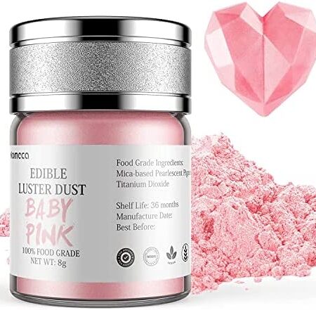 Edible Luster Dust, Nomeca 8 Grams Food Grade Gold Cake Dust Metallic Shimmer Christmas Food Coloring Powder for Cake Decorating, Baking, Fondant, Chocolate, Candy, Drinks, Cookies (Pink)