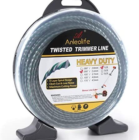 A ANLEOLIFE 1-Pound Heavy Duty Twisted .095-inch-by-393-ft Dual Core String Spiral Trimmer Line Donut,with Bonus Line Cutter