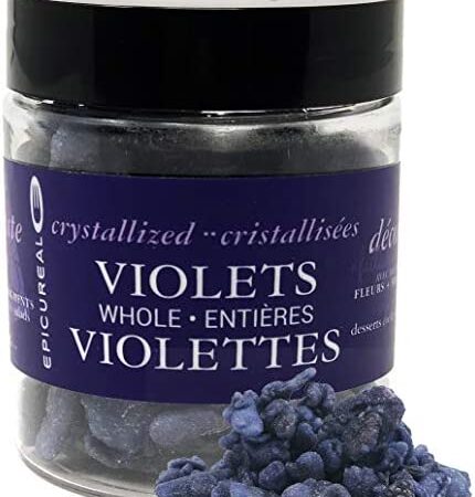 Epicureal Crystalized Violet Petals - 50g | Whole Hand-Picked Large Violet Petals, Elegant Finishing Decoration