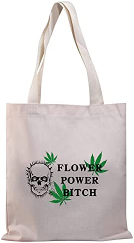 Funny Marijuana Weed Leaf Tote Bag Weed Accessories Gift Flower Power Bitch Marijuana Gift